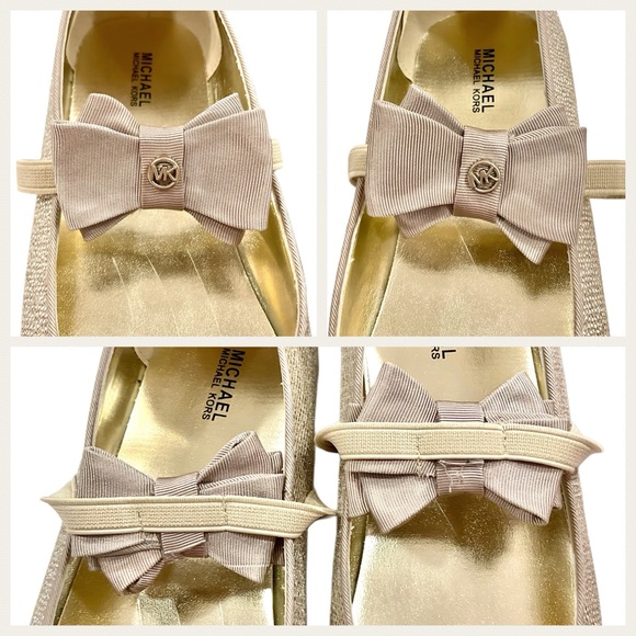MICHAEL KORS Rove Day Slip-On Ballerina Flats in Champagne KIDS SIZE 5 - Picture 7 of 12